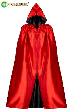 MANTELLO CAPPUCCIO DOUBLE ROSSO-NERO ADULTO